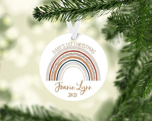 Neutral Rainbow Baby First Christmas Ornament, T25