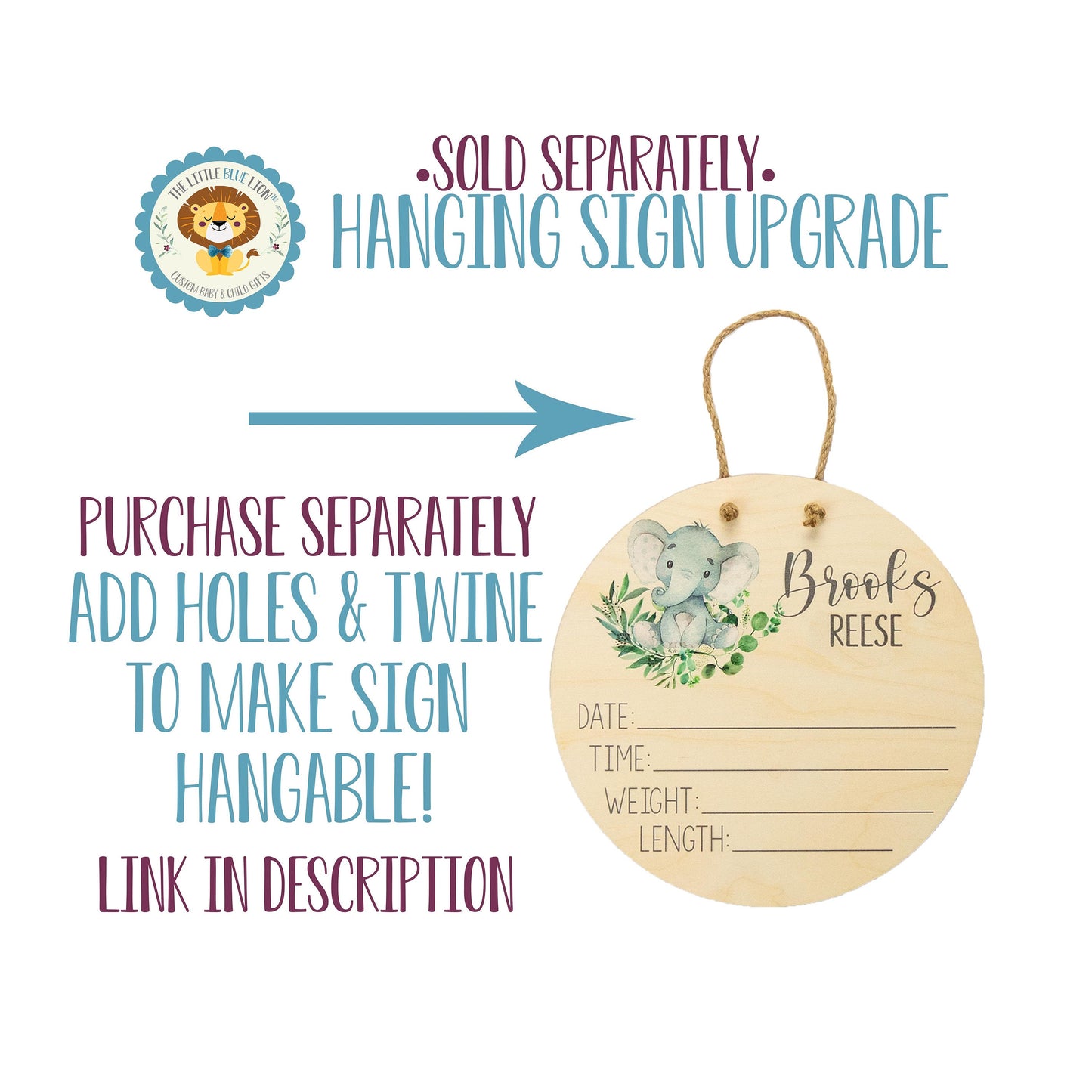 Hydrangea Wood Birth Stat Sign, Blue Floral F93