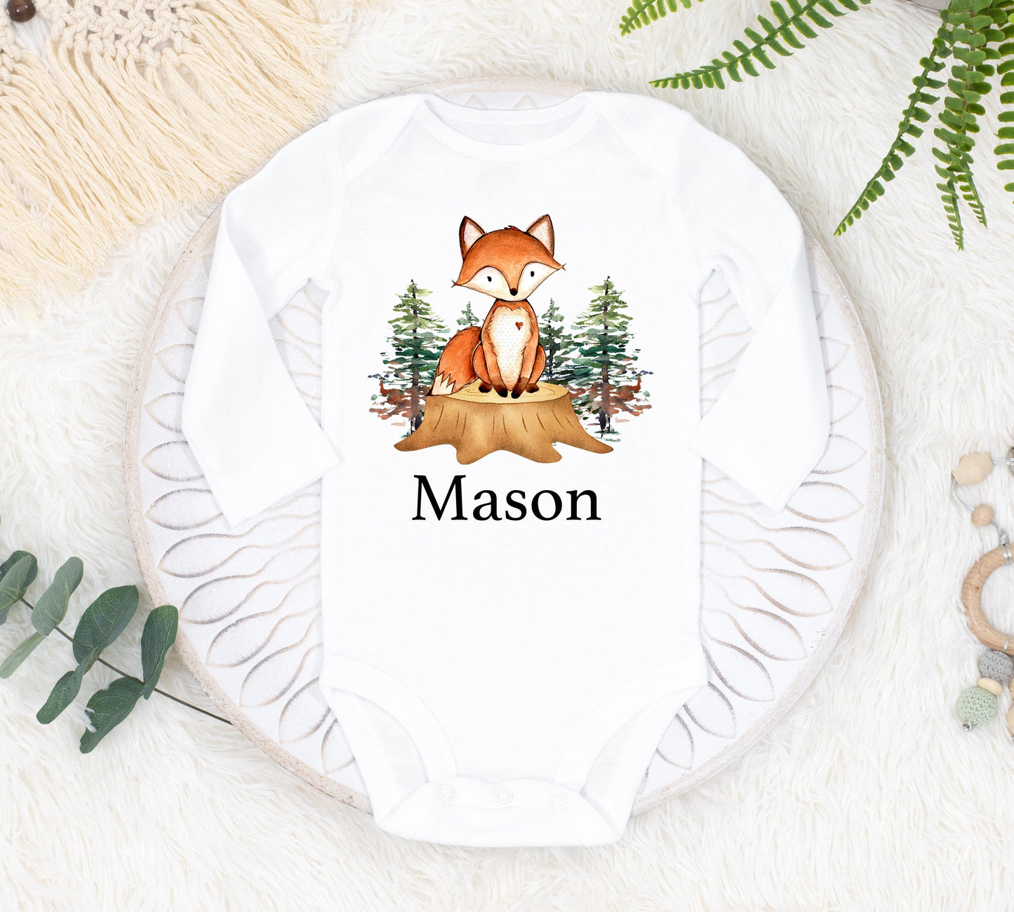 Fox Baby Bodysuit, Fox Bodysuit, Baby Shower Gift, Pregnancy Reveal Baby Shirt, Baby One Piece, Woodland Fox Baby Outfit, Fox One Piece W3