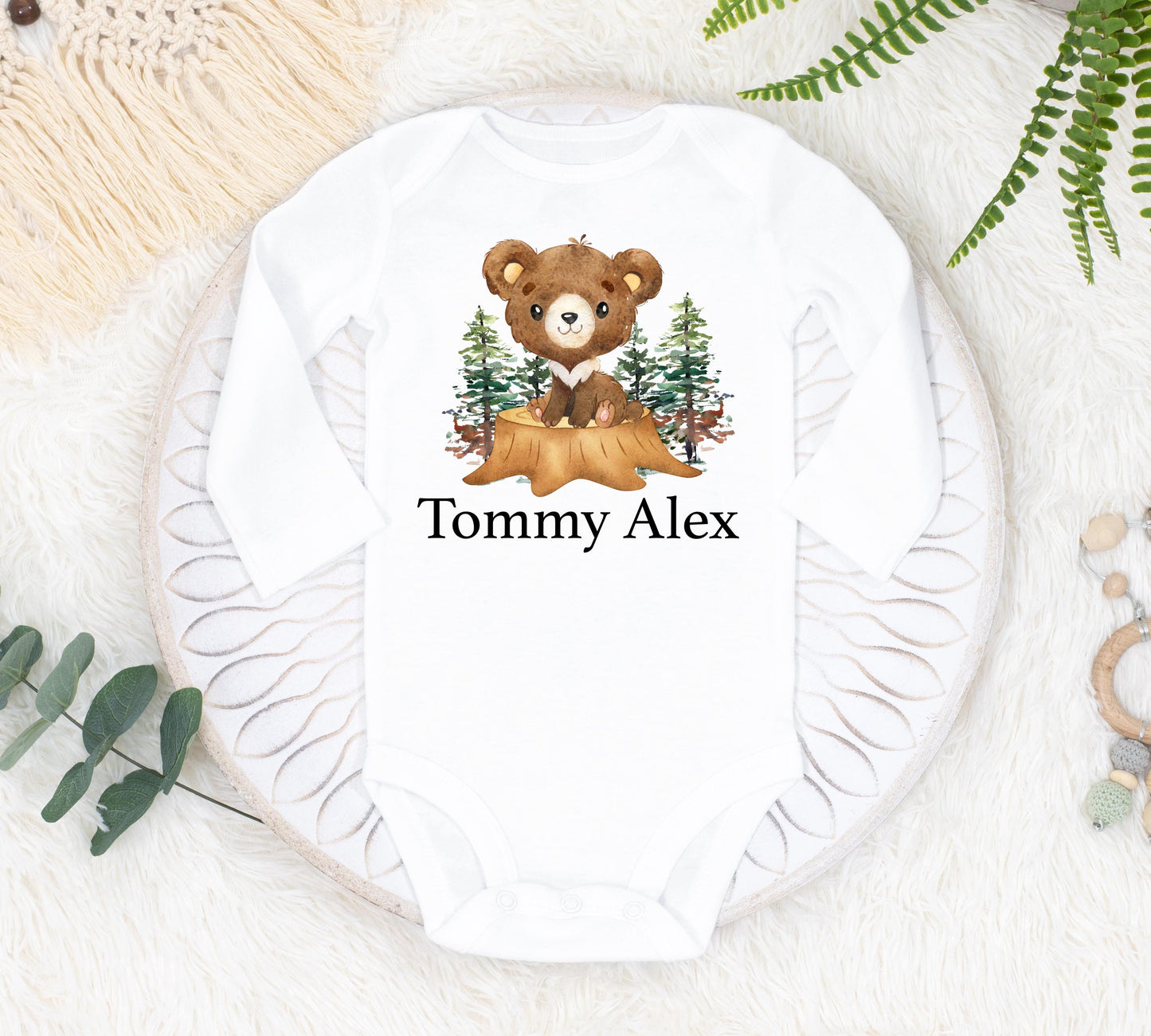 Woodland Bear Baby Bodysuit, W13