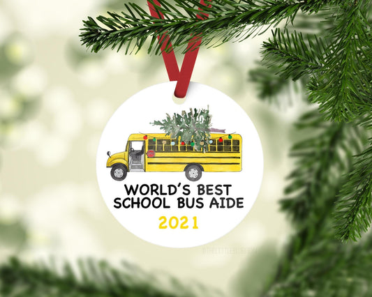 School Bus Aide Christmas Ornament