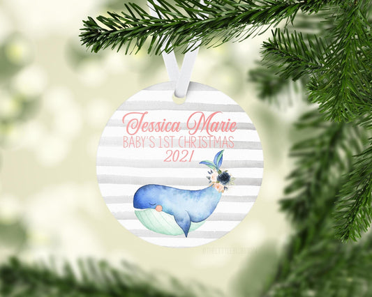 Whale Baby First Christmas Ornament,