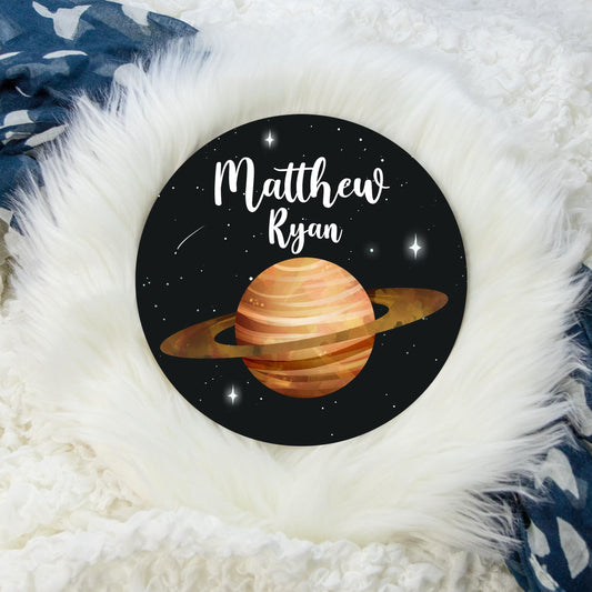 Galaxy Round Wood Name Sign, T22