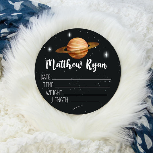 Galaxy, Outer Space Wooden Birth Stat Sign T22