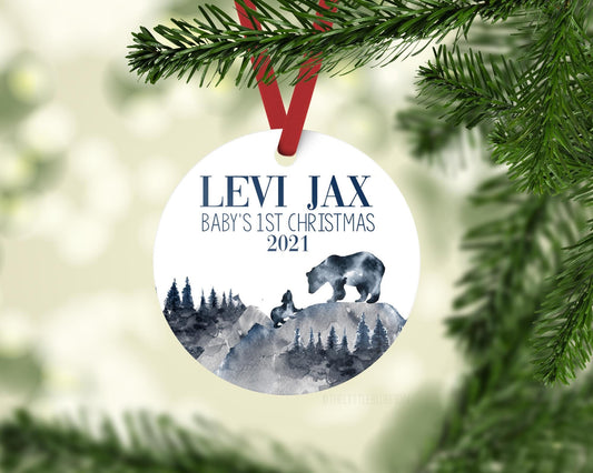 Mountain Bear Baby First Christmas Ornament, M1