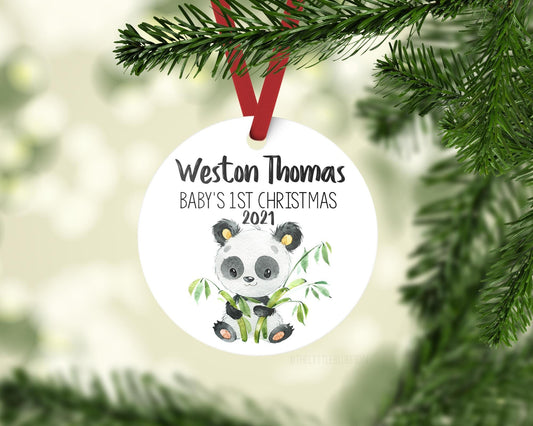 Panda Bear Baby 1st Christmas Ornament, W19