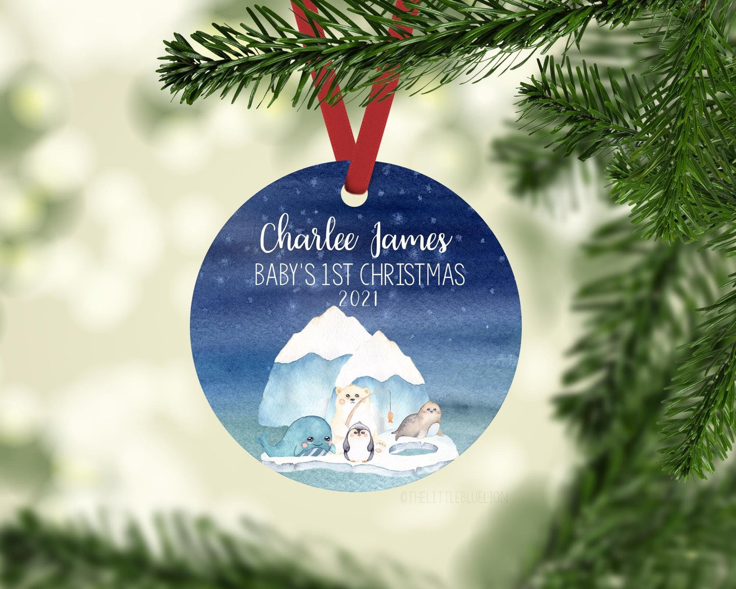 Ice burg Polar Bear Baby First Christmas Ornament, O19