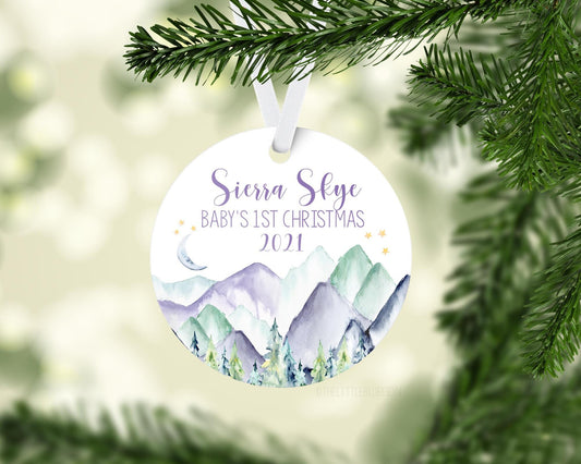 Girl Mountains Baby First Christmas Ornament, M11