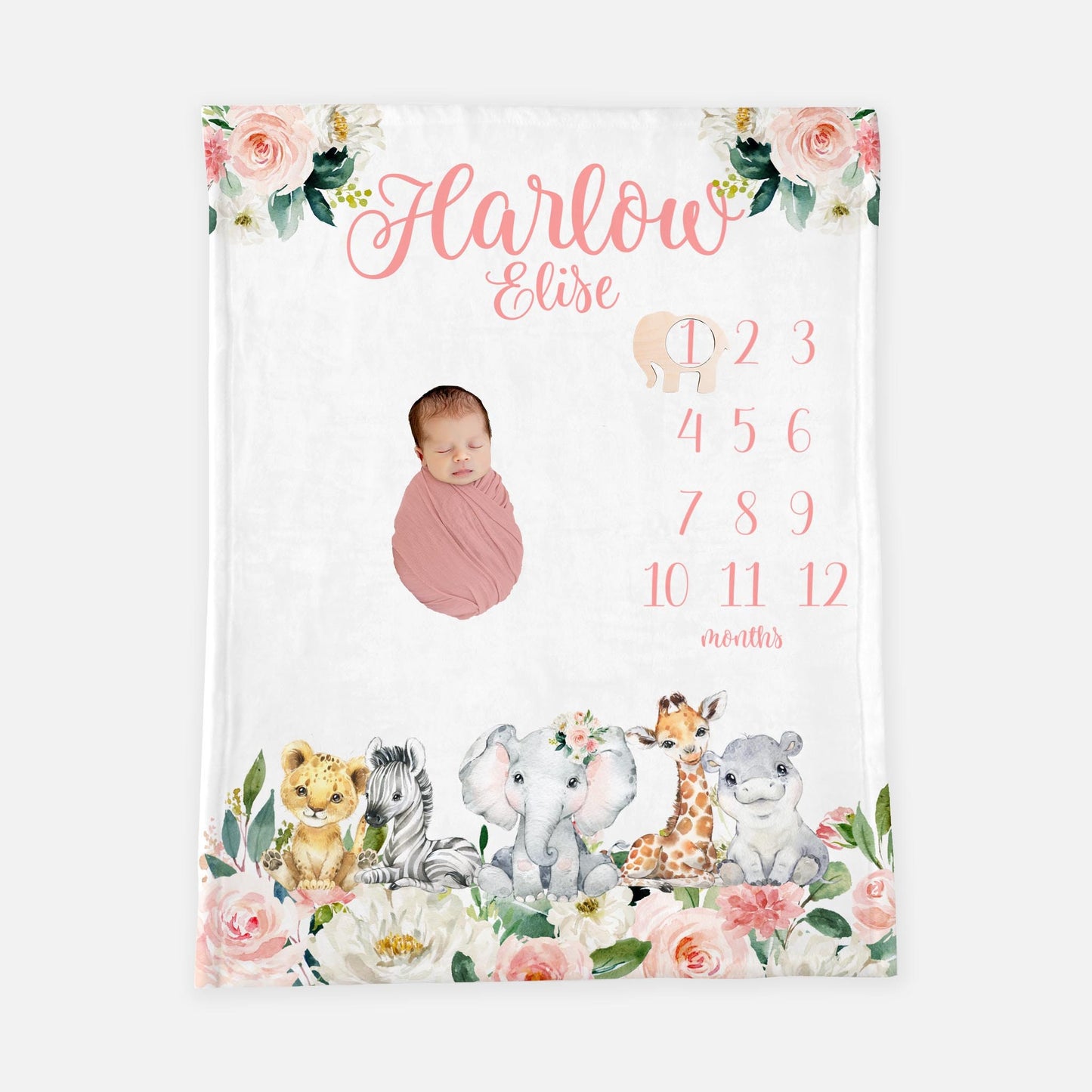 Girl Safari Milestone Blanket, S2