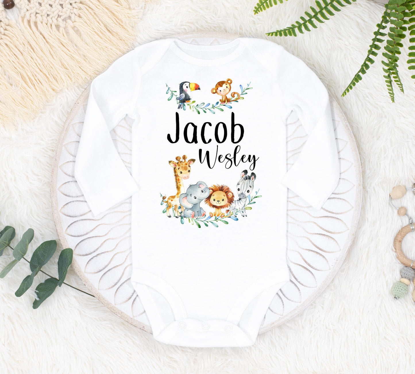 Safari Baby Bodysuit, Jungle Theme S3