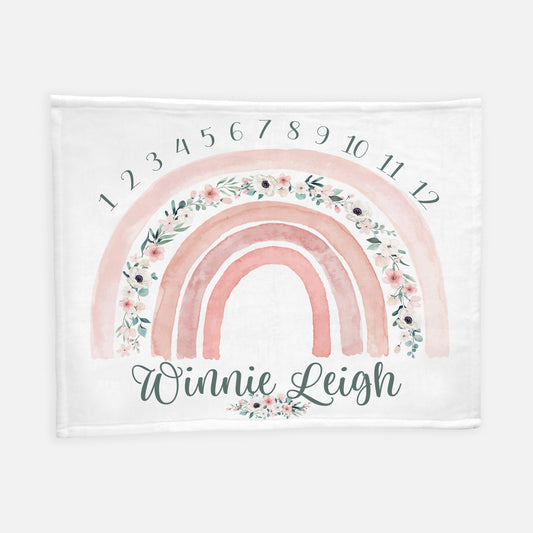 Boho Floral Rainbow Milestone Blanket, T26