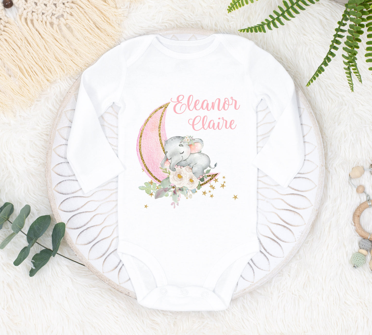 Elephant Moon Baby Bodysuit, T12