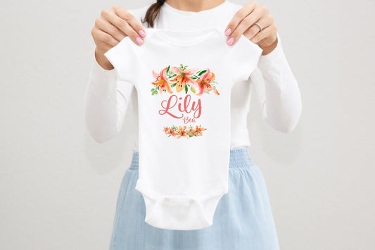 Lily Baby Bodysuit, Tiger Lily F9