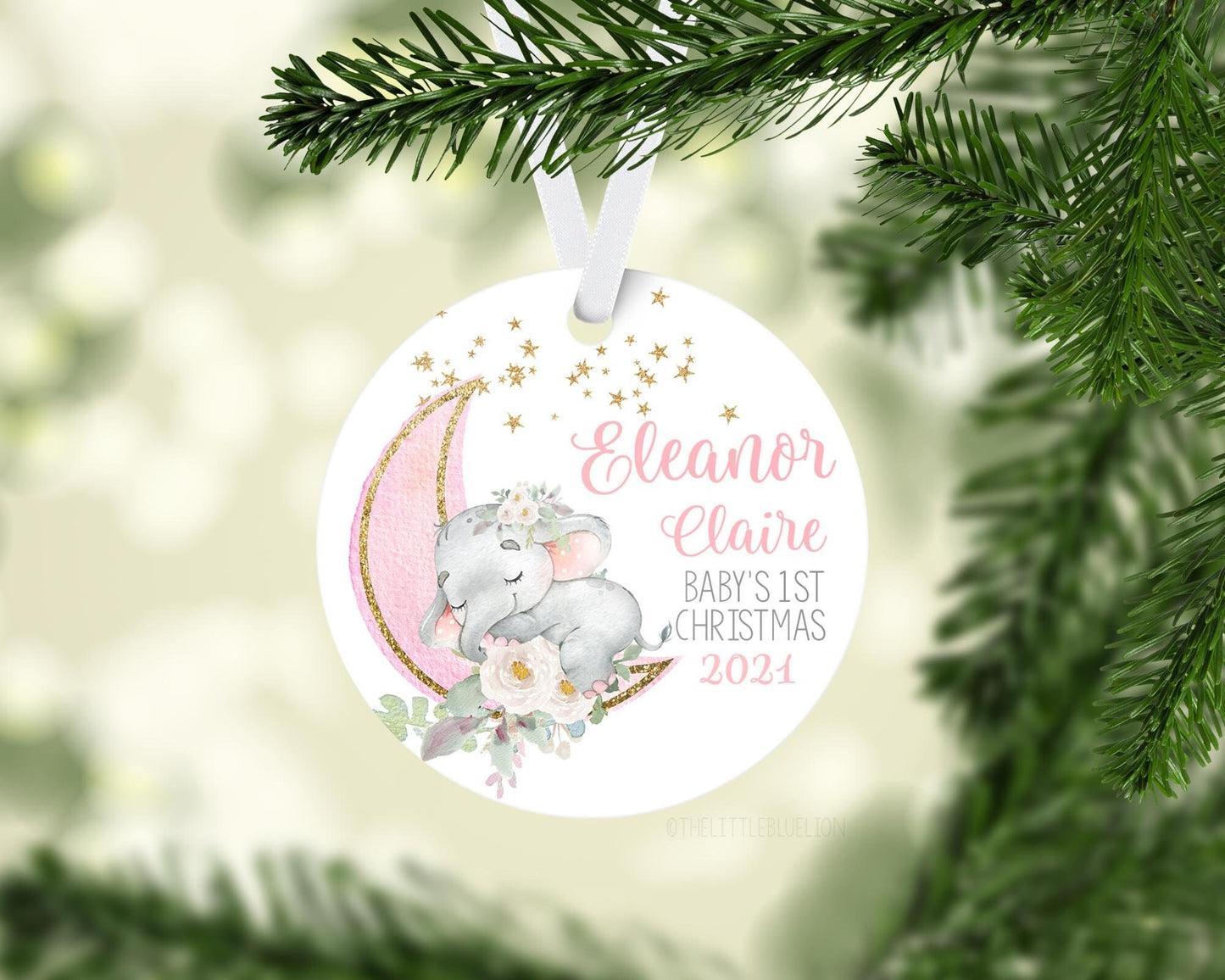 Elephant Moon Baby 1st Christmas Ornament, T12