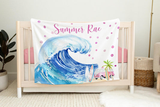 Girl Ocean Waves Blanket, O2