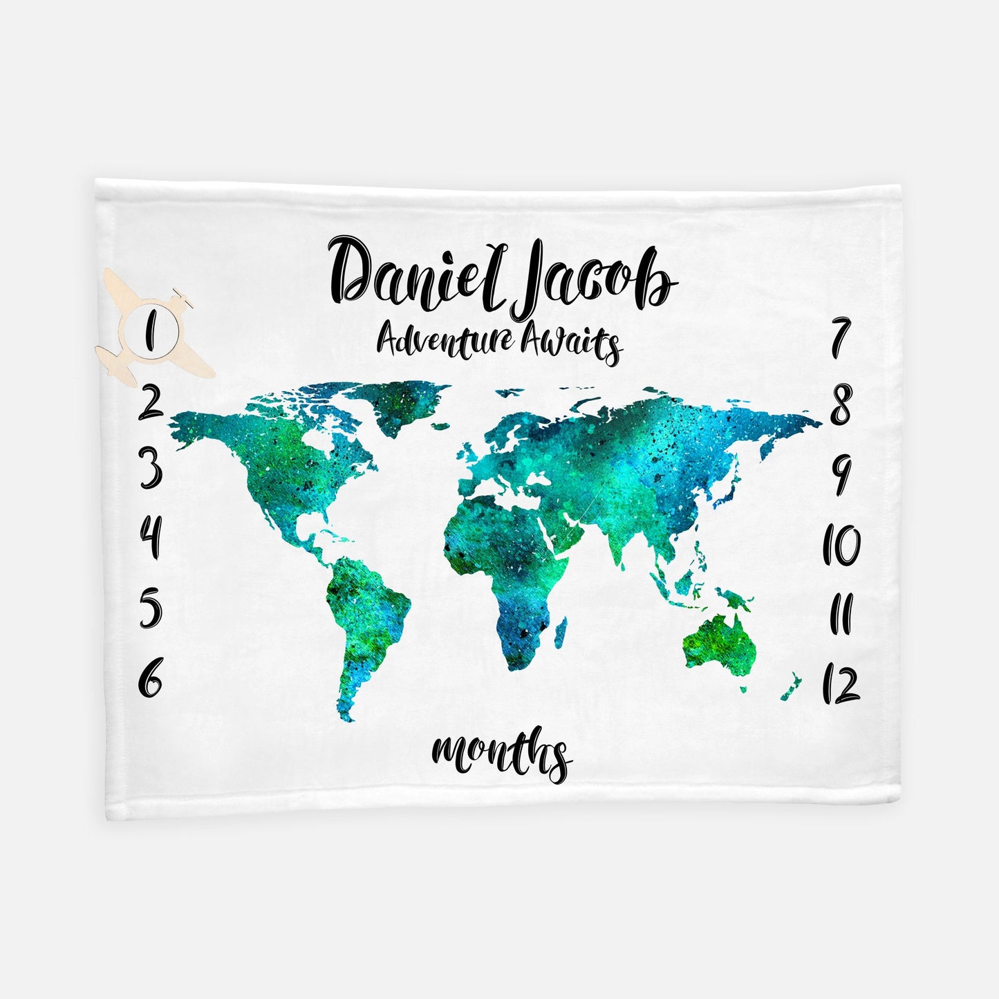 World Map Baby Milestone Blanket, Adventure Awaits Blanket T5