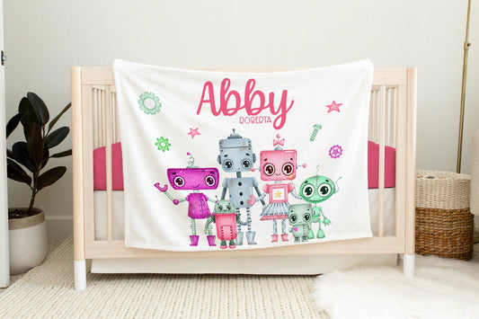 Robot Personalized Baby Blanket, G10