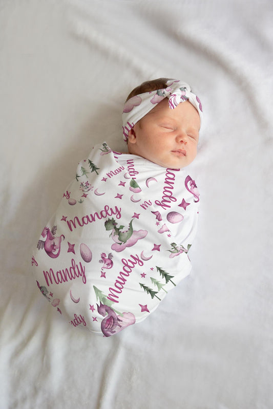 Girl Dragon Swaddle Blanket, G21