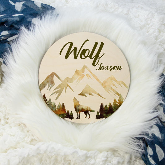 Round Wood Name Sign, Wolf Mountain Woodland Adventure M19