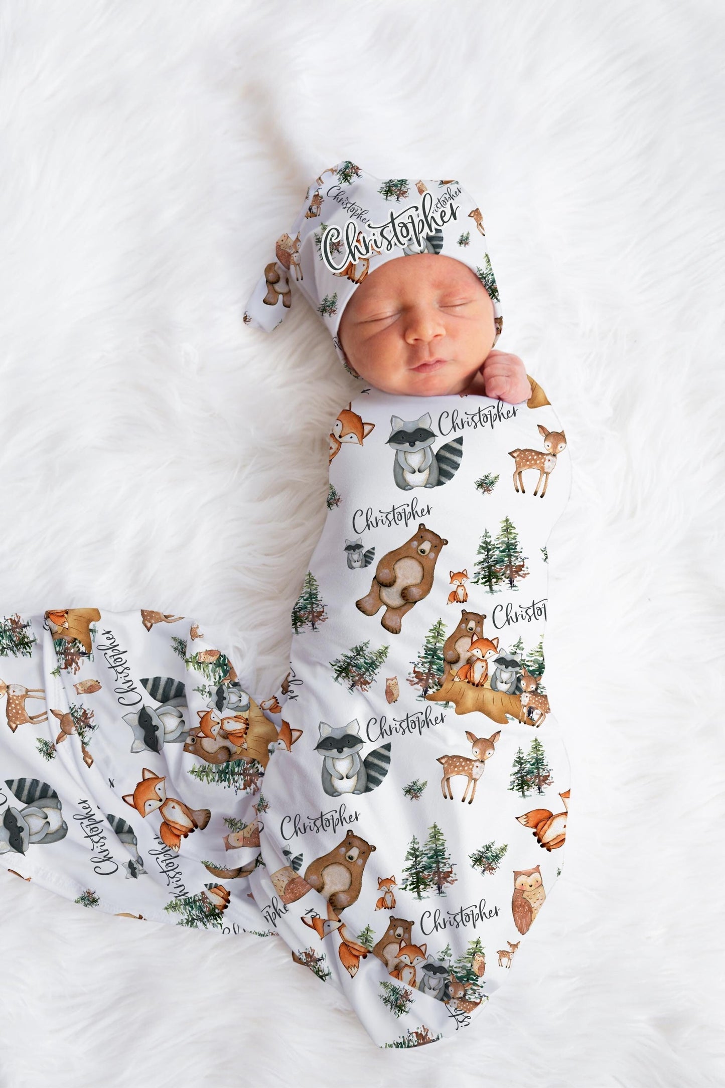 Woodland Name Blanket Swaddle Set, W1