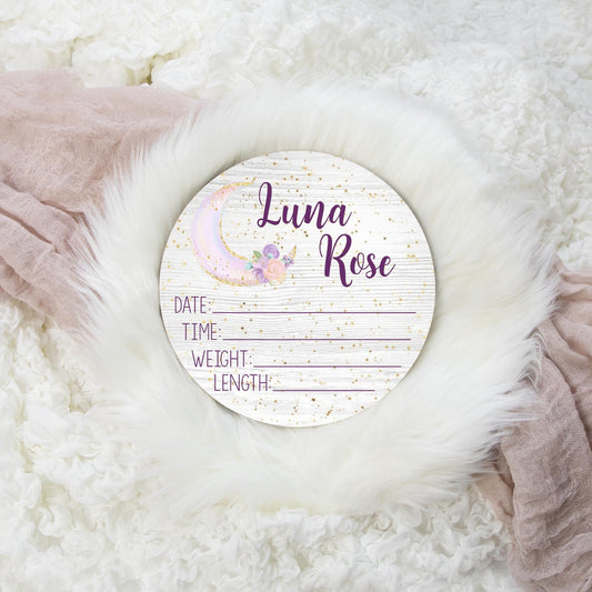 Luna Wood Birth Stat Sign, T8