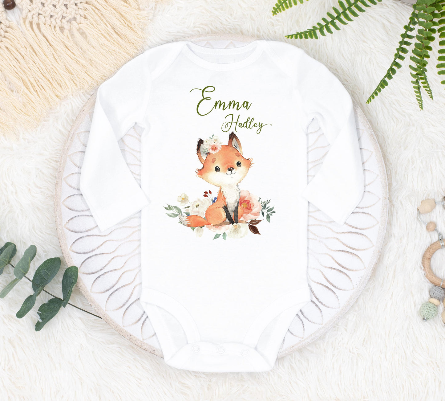 Girl Fox Baby Bodysuit, Fox Bodysuit, Baby Shower Gift, Pregnancy Reveal Baby Shirt, Baby One Piece, Woodland Fox Baby Outfit W25