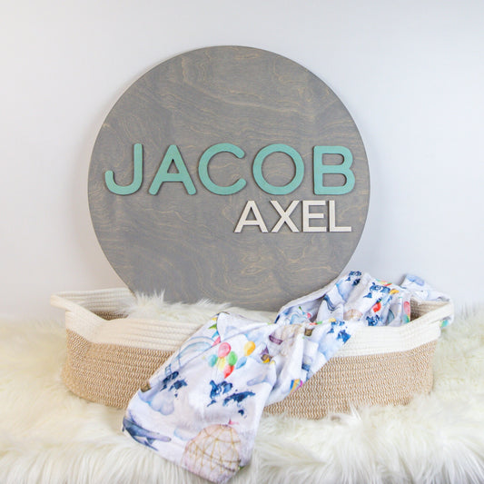 Nursery Name Sign, 15-24 Inch Personalized Wooden Name Sign