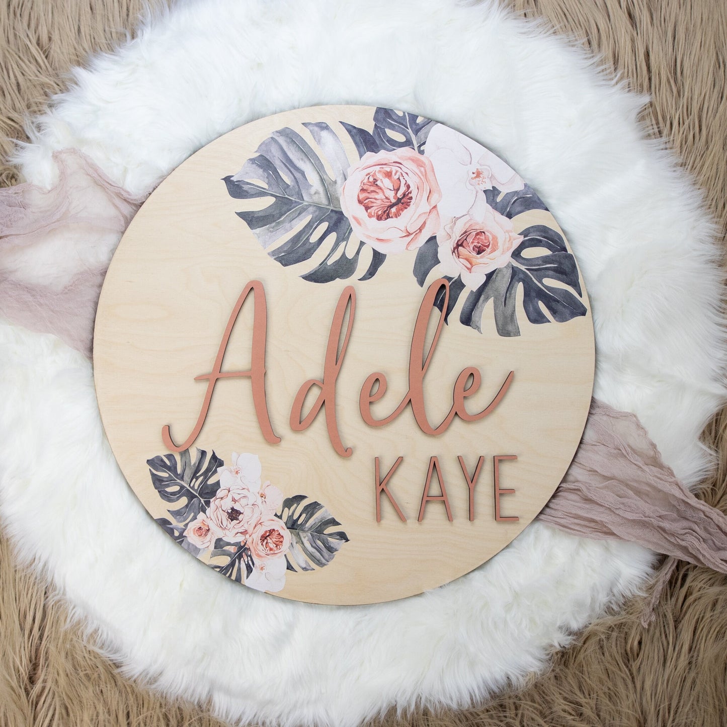 Boho Round 3D Nursery Name Sign