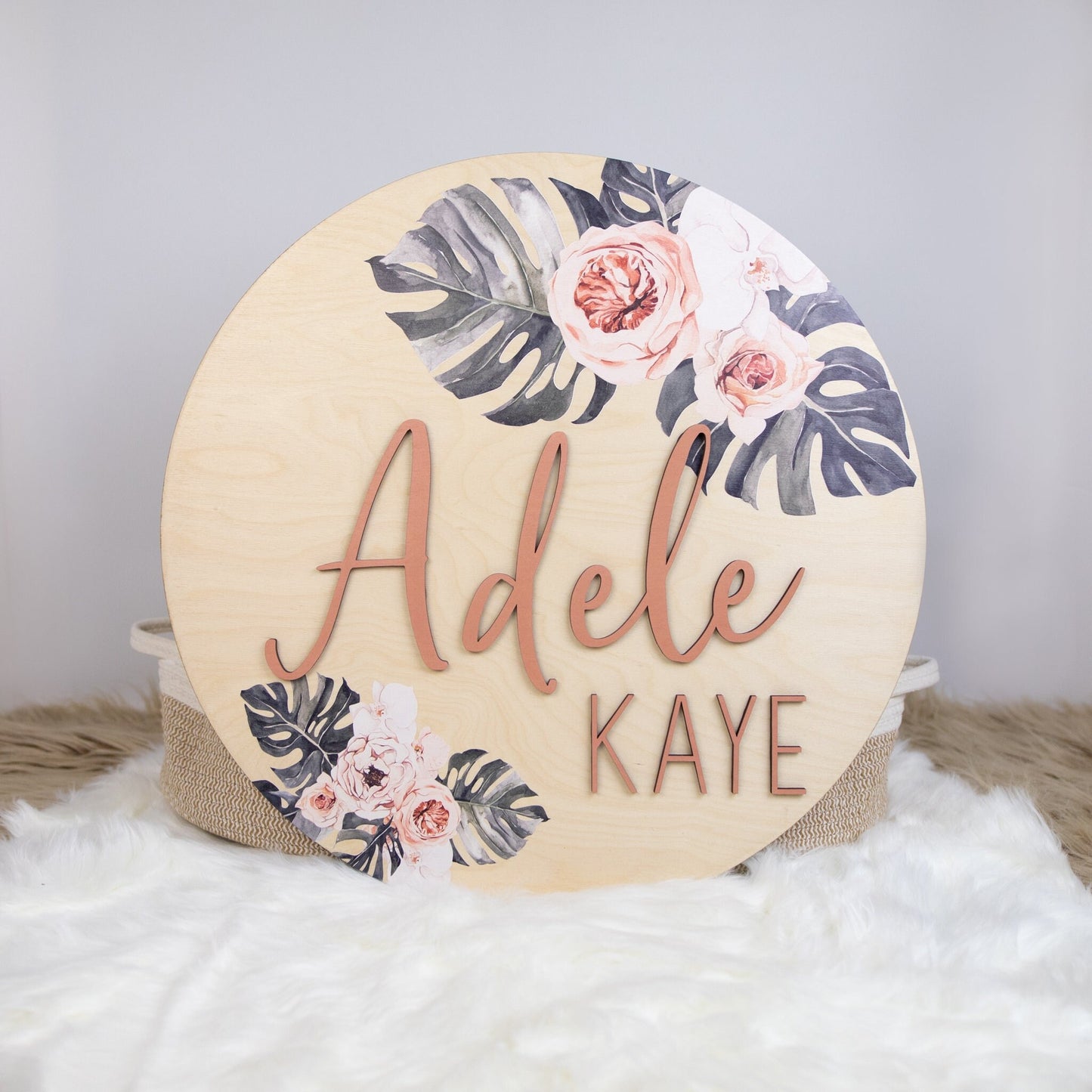 Boho Round 3D Nursery Name Sign