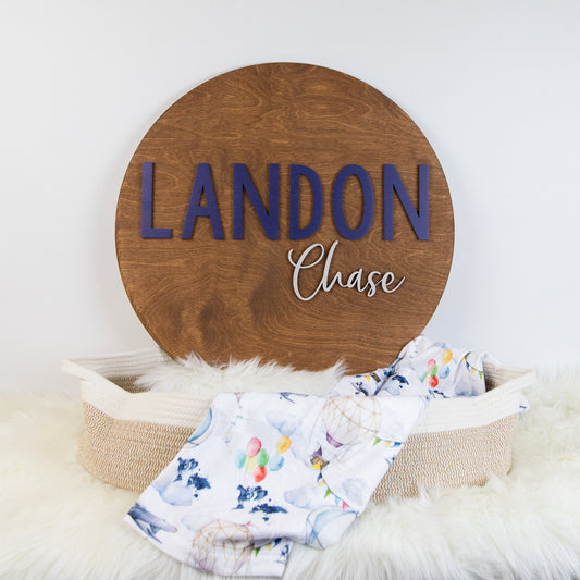 Nursery Name Sign, 15-24 Inch Personalized Wooden Name Sign, 3D