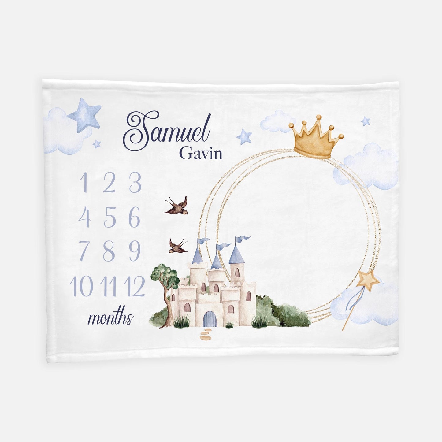 Prince Crown Milestone Blanket, Boy B22