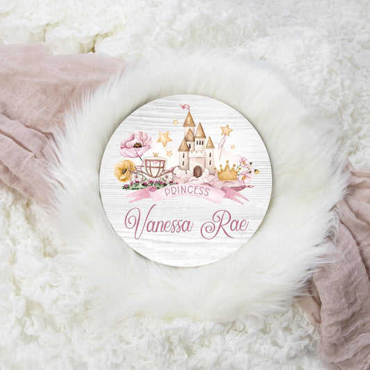 Baby Princess Round Wood Name Sign, G19