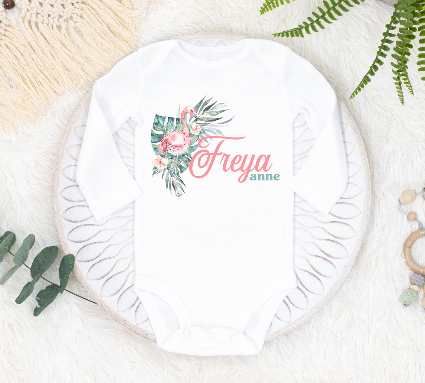 Flamingo Baby Bodysuit, Tropical G22