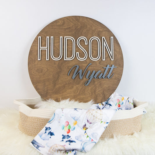 Nursery Name Sign, 15-24 Inch Personalized Wooden Name Sign, 3D