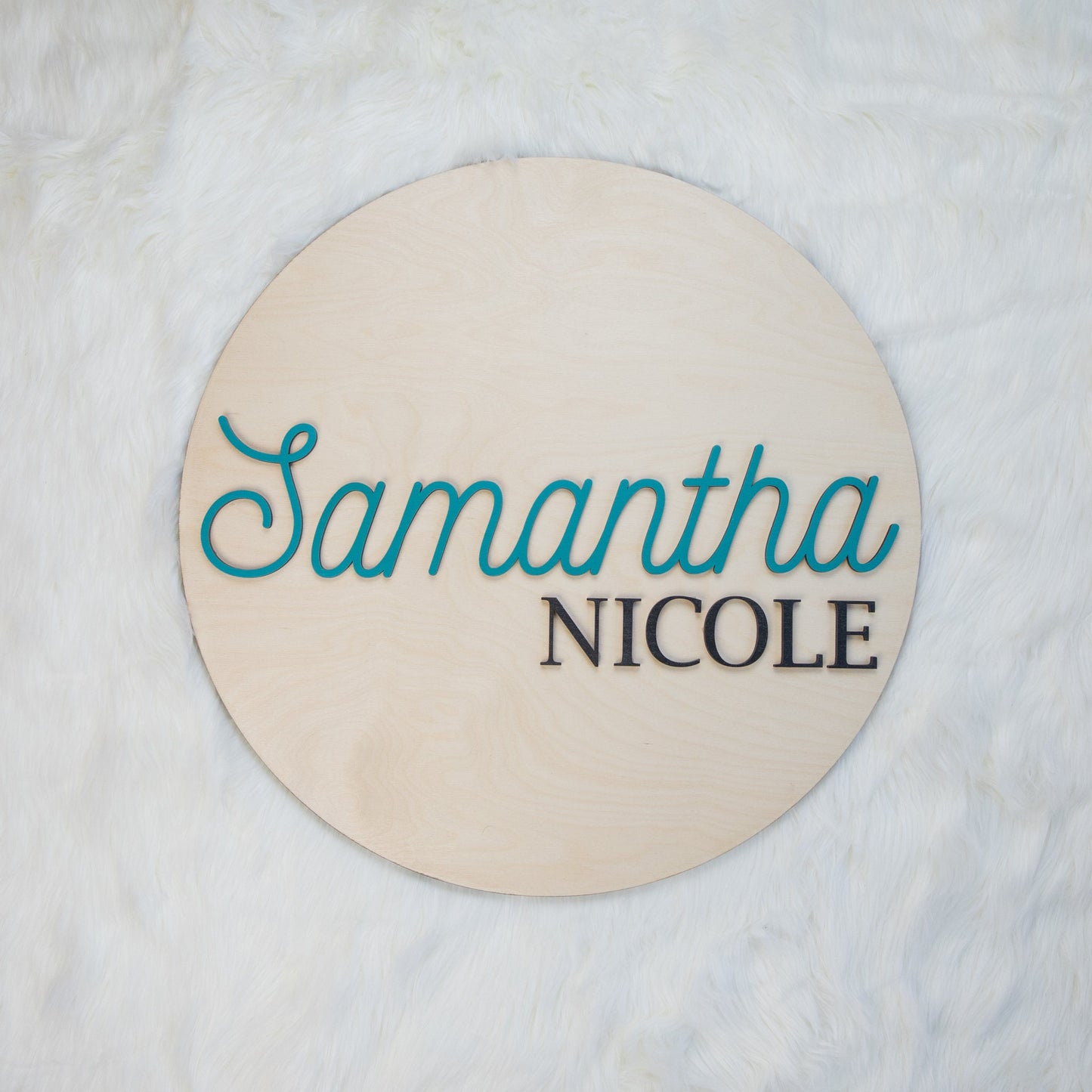 Round 3D Wood Nursery Name Sign, 15-24 Inch