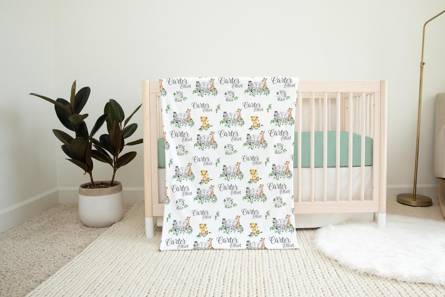 Safari Swaddle Set, Lion, Elephant, Giraffe Nursery S1