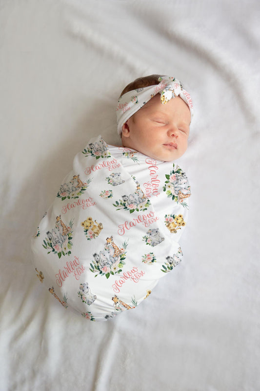 Girl Safari Swaddle Set, S2