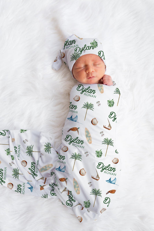 Tropical Swaddle Set, Palm Tree Theme B25