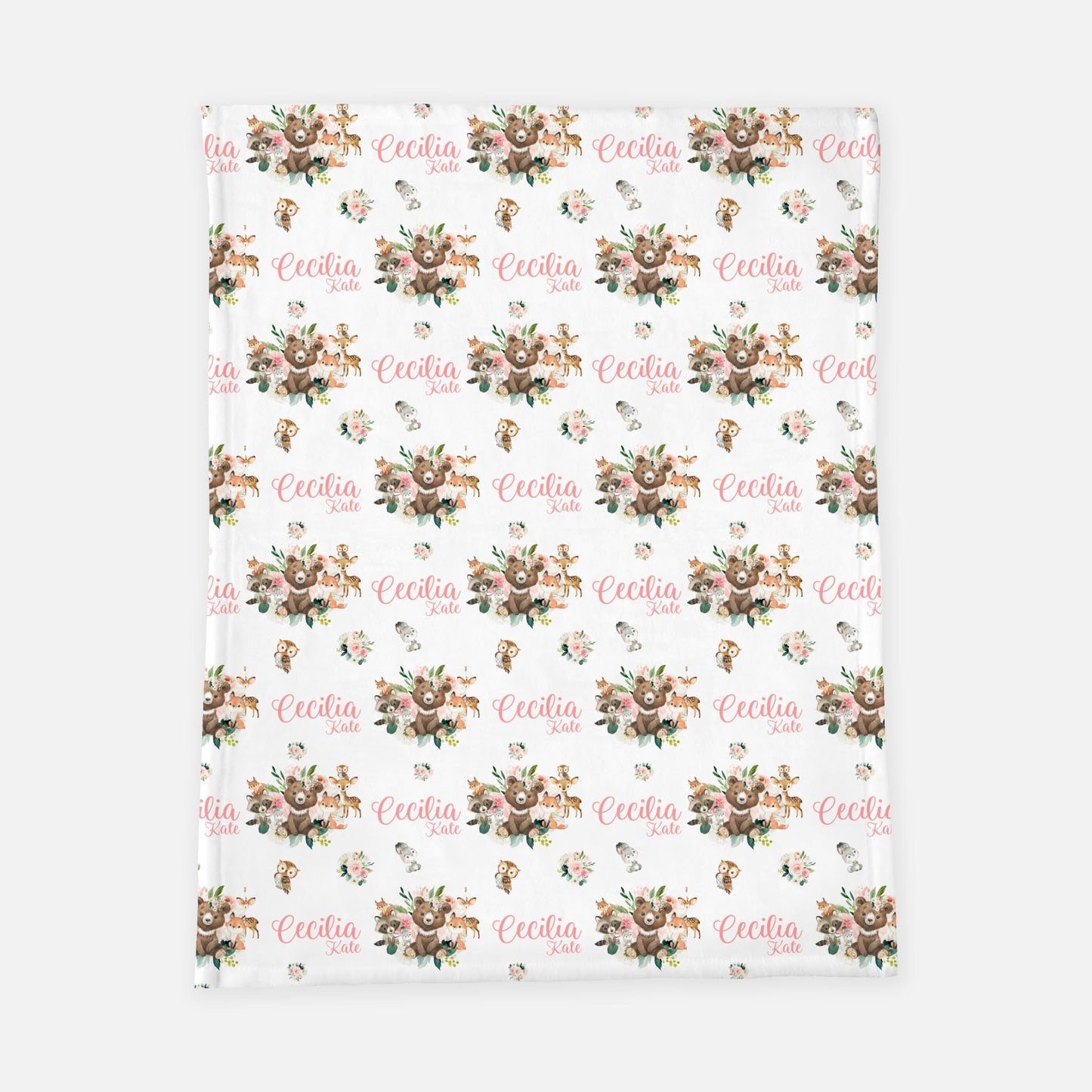 Girl Woodland Name Swaddle Blanket, Floral W28