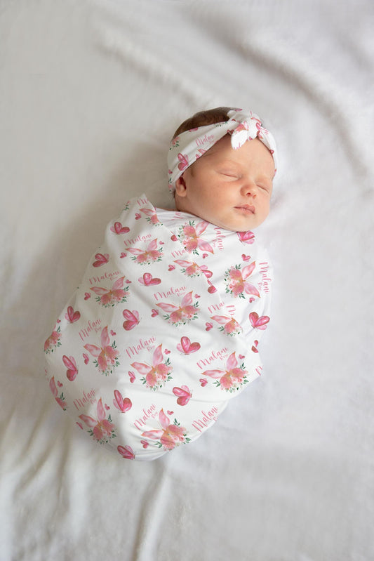 Pink Gold Butterfly Swaddle Set G5