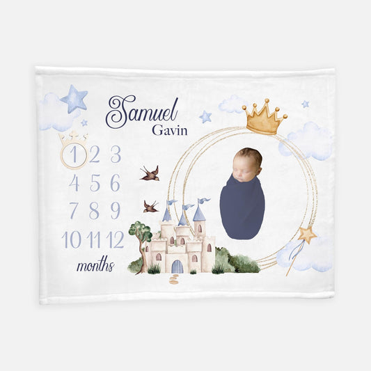 Prince Crown Milestone Blanket, Boy B22