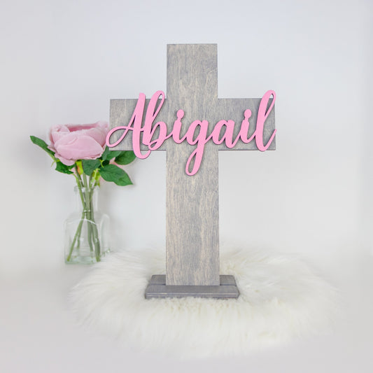 Christening, Baptism, and Easter Gift, Wooden Name Cross