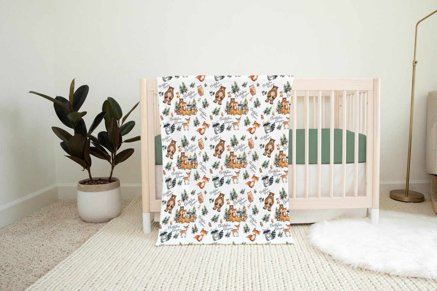 Woodland Name Blanket Swaddle Set, W1