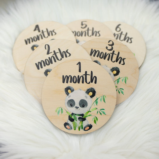 Panda Milestone Cards, Wood Markers W19