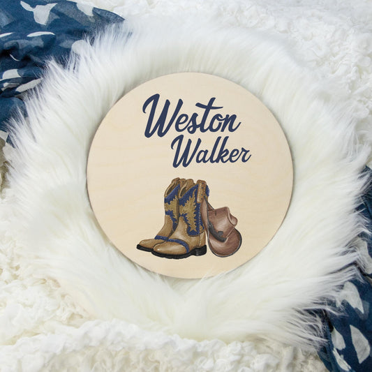 Cowboy Western Wood Baby Name Sign, D8