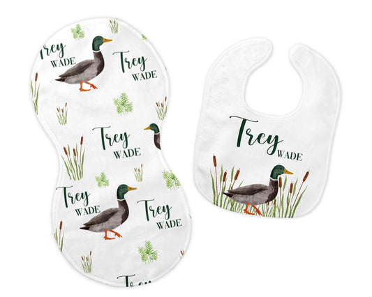 Duck Bib and Burp Cloth Set, B19