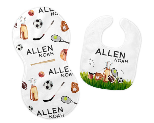 Sports Bib and Burp Cloth Set, B26