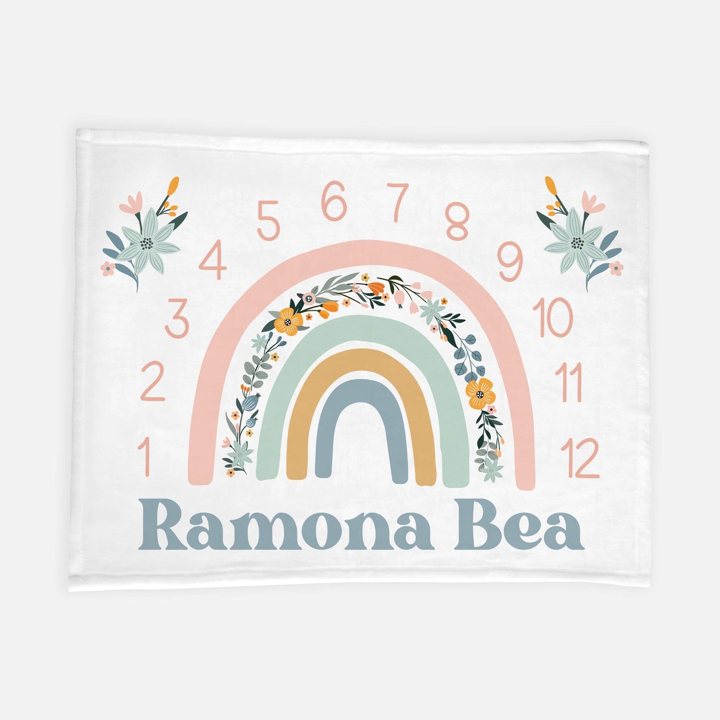 Boho Floral Rainbow Milestone Blanket, T32