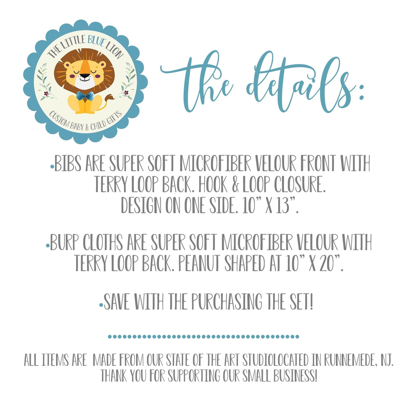 Noah's Ark Bib and Burp Cloth Set, S35