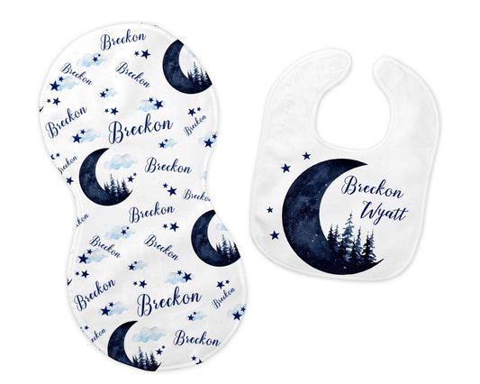 Moon Forest Bib and Burp Cloth Set, T15